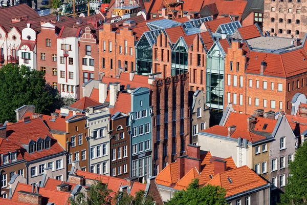 Sorok Hagyományos Házak Város Old Town Gdansk Lengyelország Európa Felülnézet — Stock Fotó