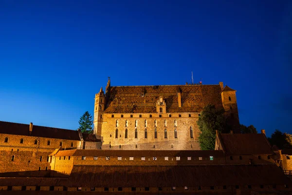 Malbork Castle Night Poland Medieval Fortress Built Teutonic Knights Order — Stock Photo, Image