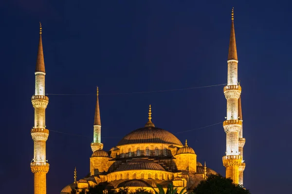Turquía Estambul Mezquita Azul Sultan Ahmet Camii Cúpulas Minaretes Noche — Foto de Stock