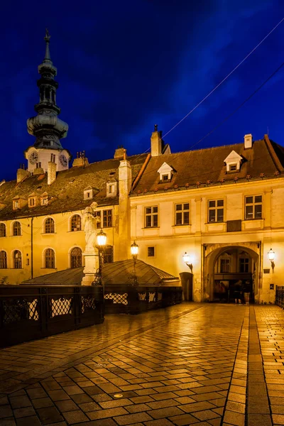 Città Bratislava Città Vecchia Notte Michalska Street Slovacchia — Foto Stock