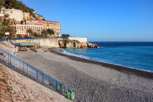 Nizza Città Francia Spiaggia Della Costa Azzurra Sul Mar Mediterraneo — Foto Stock