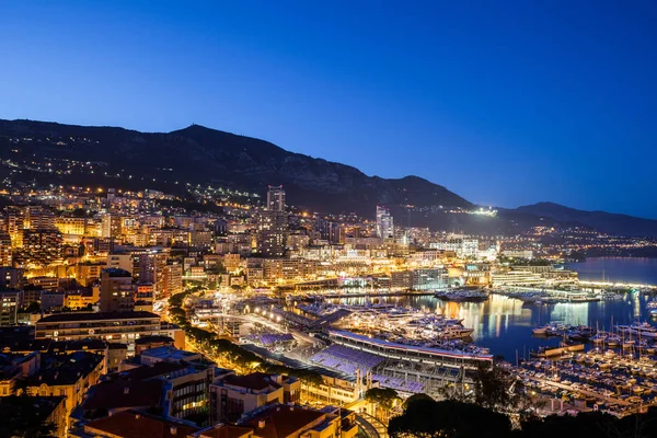 Княжество Монако Ночью Городской Пейзаж Средиземном Море Европа — стоковое фото