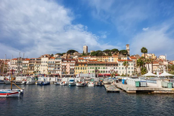 Ciudad Cannes Skyline Riviera Francesa Francia Casco Antiguo Suquet Desde — Foto de Stock