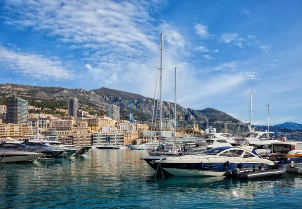 Monaco Monte Carlo Panorama Města Jachty Přístavu Hercules — Stock fotografie