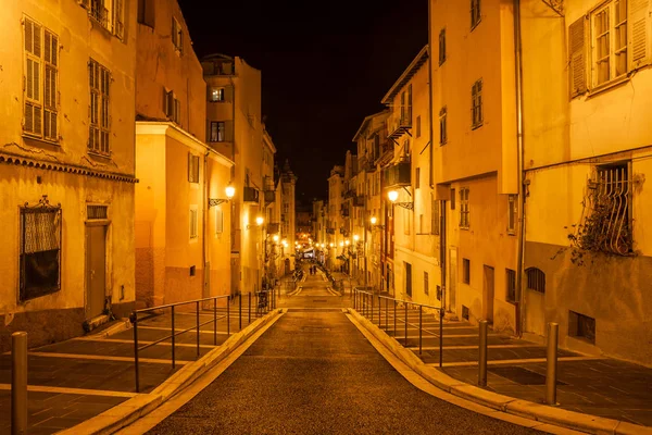 Frankrike Trevlig Stad Rossetti Gata Gamla Stan Vieille Ville Nattetid — Stockfoto