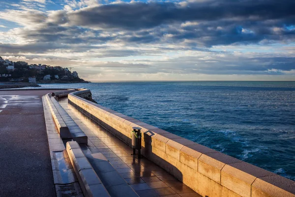 Franța Coasta Azur Nisa Oraș Promenadă Răsărit Lungul Mării Mediterane — Fotografie, imagine de stoc