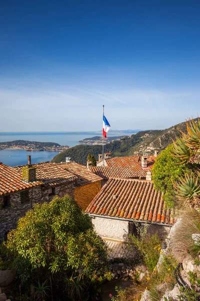 Häuser Mittelalterlichem Dorf Auf Berggipfel Mittelmeer Frankreich — Stockfoto