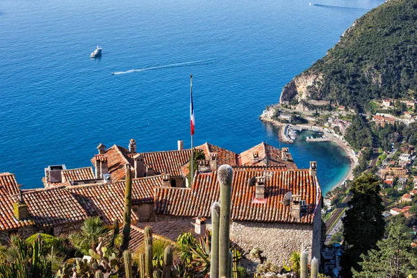 Medieval Eze Casas Aldeia Topo Montanha Mar Mediterrâneo França Riviera — Fotografia de Stock
