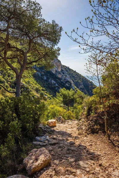 Nietzsche Ścieżkę Eze Village Coastal Trail Francuskiej Riwierze Cote Azur — Zdjęcie stockowe