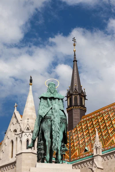 Hongarije Boedapest Koning Stefanus 1906 Monument Matthias Kerk Diamond Patroon — Stockfoto