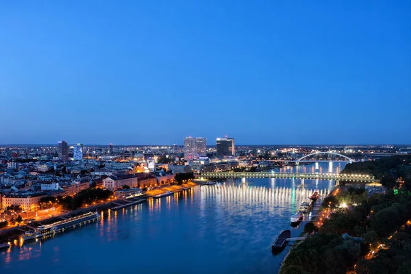 Bratislava City Danube River Slovakia Blue Hour Twilight — Stock Photo, Image