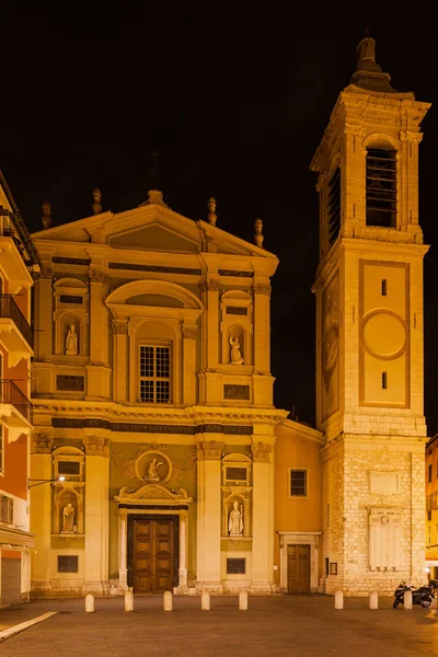 Ładne Katedry Saint Reparata Cathedrale Sainte Reparate Nocy Francji Xvii — Zdjęcie stockowe