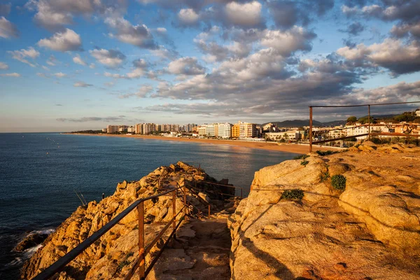 Město Blanes Palomera Skály Úsvitu Letovisko Pobřeží Costa Brava Katalánsku — Stock fotografie