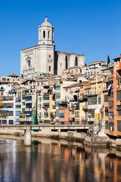 Girona Stad Catalonië Spanje Oude Kwartier Barri Vell Huizen Rivier — Stockfoto