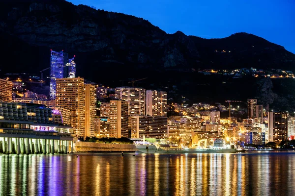 Monaco Monte Carlo Bei Nacht Südeuropa Lichter Der Stadt Spiegeln — Stockfoto