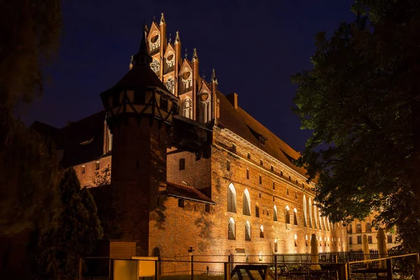 Malbork Castle Poland Middle Castle Illuminated Night Medieval Fortress Teutonic — Stock Photo, Image