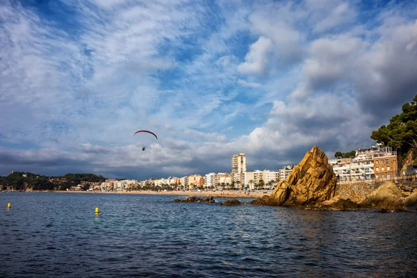 Molnlandskap Och Seascape Costa Brava Lloret Mar Stad Katalonien Spanien — Stockfoto