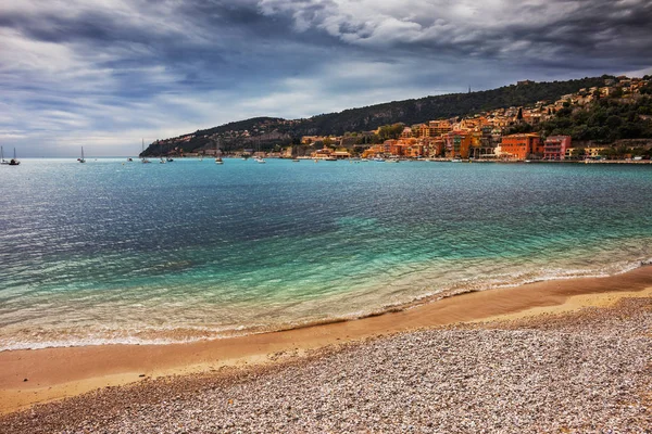 Strand Und Meeresbucht Villefranche Sur Mer Resort Der Französischen Riviera — Stockfoto