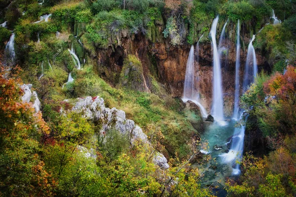 Plitvicesjöarna Landskap Med Vattenfall Kroatien Europa — Stockfoto