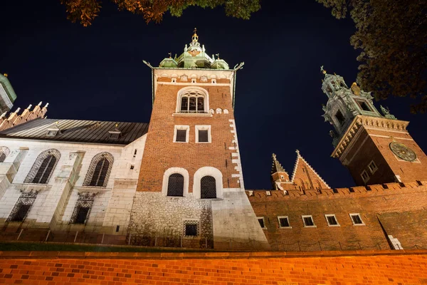 Wawel Cathedral Městě Krakov Noci Osvětlené Polsko — Stock fotografie