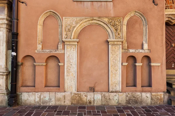 Arched Niches Different Size Barbara Church Wall Old Town Krakow — Stock Photo, Image