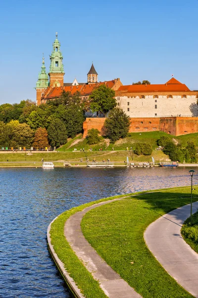 Königsschloss Wawel Fluss Weichsel Der Stadt Krakau Polen — Stockfoto