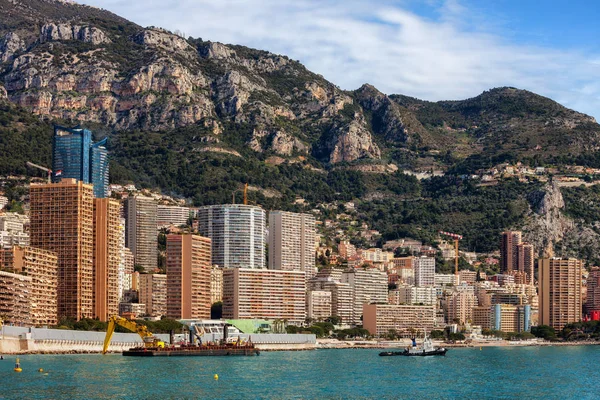 Monaco Fürstentum Vom Meer Aus Wohntürme Wohnblocks Küstenwohnungsarchitektur — Stockfoto