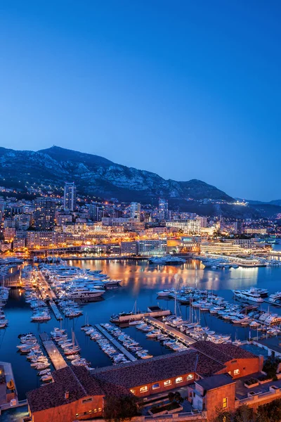 Akşamları Monaco Görüntülemek Bağlantı Noktasına Monte Carlo Yukarıda — Stok fotoğraf