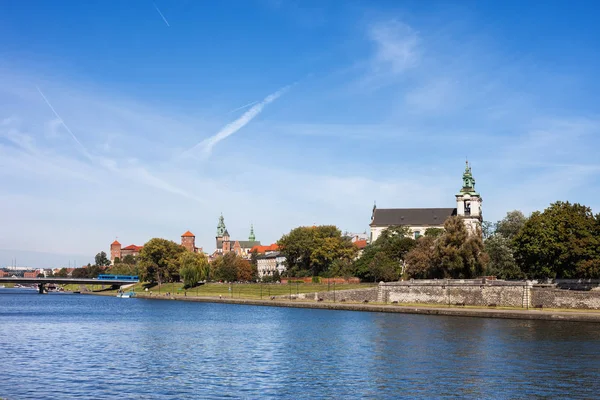 Vistula Nehri Polonya Krakow Şehir Manzarası — Stok fotoğraf