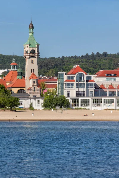 Resort Cidade Sopot Mar Báltico Polônia Praia Skyline Cidade Com — Fotografia de Stock