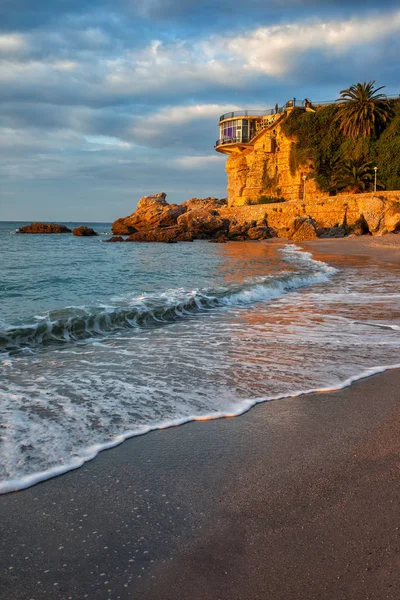 Salida Del Sol Nerja Costa Del Sol España Orilla Del — Foto de Stock