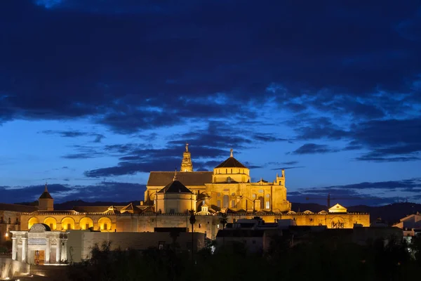 Meczet Katedra Kordobie Mezquita Nocy Mieście Cordoba Andaluzja Południowa Hiszpania — Zdjęcie stockowe