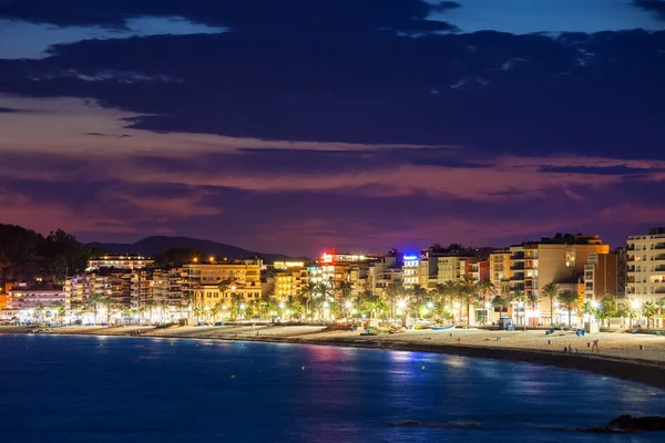 Lloret Mar Station Balnéaire Skyline Nuit Sur Costa Brava Catalogne — Photo