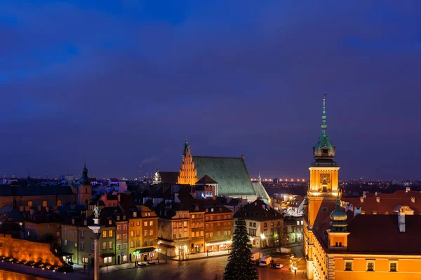 Város Varsó éjjel Lengyelországban — Stock Fotó
