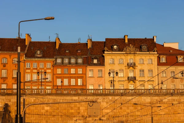 Warsaw Historic Houses At Sunrise In Poland — Stock Photo, Image