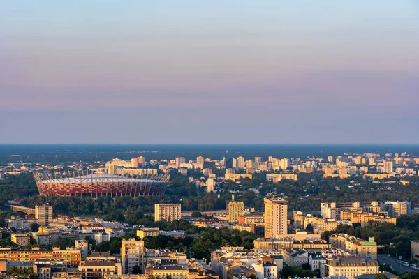 Vista aérea de Varsóvia ao pôr do sol — Fotografia de Stock