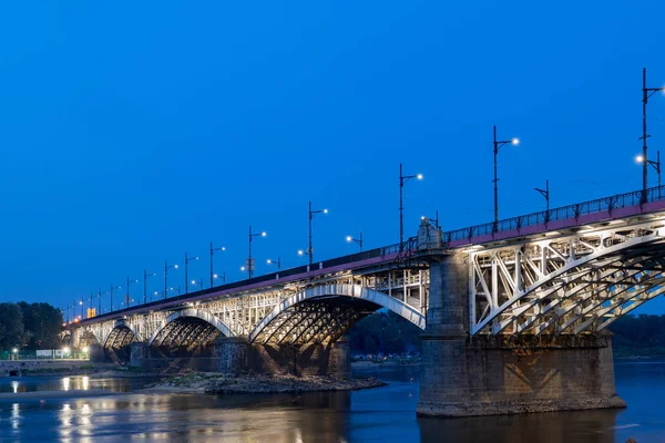 Poniatowski Bridge at Night in Warsaw — Stock Photo, Image