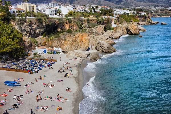 Praia de Calahonda em Resort Cidade de Nerja — Fotografia de Stock