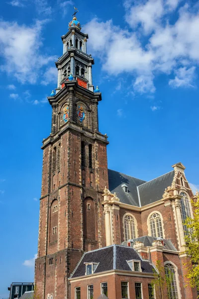 Westerkerk Kościół Zachodni Amsterdamie Holandia Holenderska Architektura Renesansowa Punkt Orientacyjny — Zdjęcie stockowe