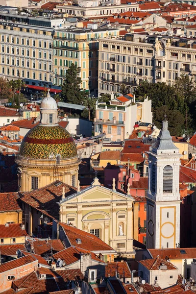 Ville Nice France Vue Aérienne Sur Vieille Ville Avec Cathédrale — Photo