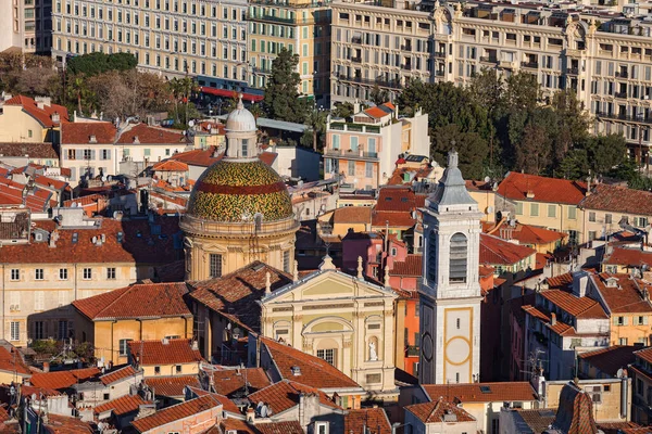 Stad Nice Frankrijk Vanuit Lucht Uitzicht Oude Binnenstad Met Barokke — Stockfoto