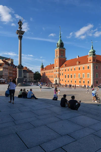 Varsovia Polonia Junio 2020 Ciudad Vieja Con Castillo Real Columna — Foto de Stock