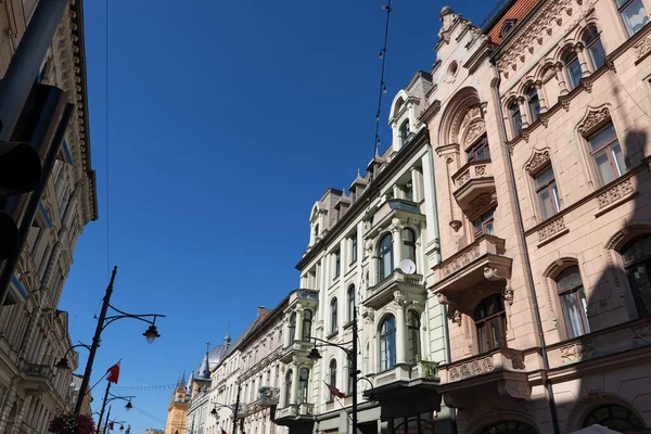 Historiska Hyreshus Piotrkowska Street Staden Lodz Polen — Stockfoto