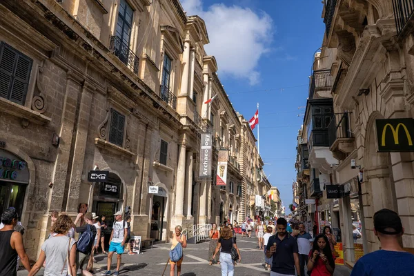 Valeta Malta Octubre 2019 Gente Calle República Ciudad Capital Principal — Foto de Stock