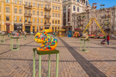 Kiev, Ukrayna - Nisan 6, 2018:8 All-Ukrayna Festivali Paskalya yumurta ethnocultural tarafından proje Ayasofya Meydanı'nda Halk Ukrayna Kiev, Ukrayna'nın merkezinde. Nisan-Mayıs 2018