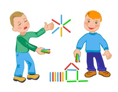 Normal bir çocuk ve otizmli bir çocuk otizmi tespit etmek için test yaparlar. Kavram.