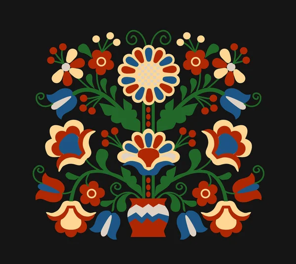 Народный Узор Древо Жизни Черном Фоне Стоковое Изображение