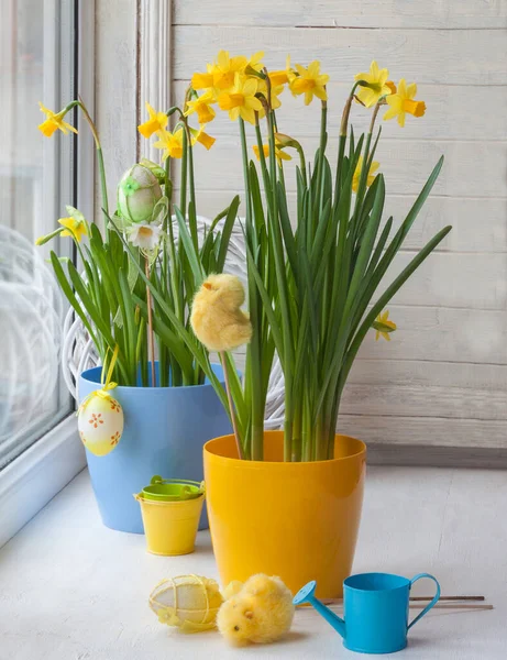 Décor Pâques Pour Décorer Les Fenêtres Pour Les Vacances — Photo