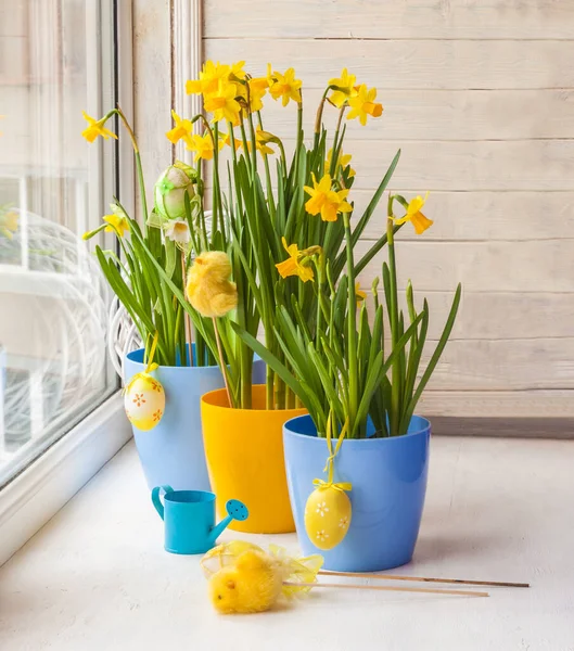 Decoração Páscoa Para Decorar Janelas Para Férias — Fotografia de Stock