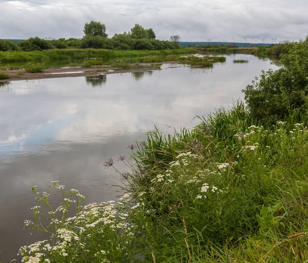 Zachmurzenie Letni Wieczór Nad Rzeką Teterev Deszczu — Zdjęcie stockowe